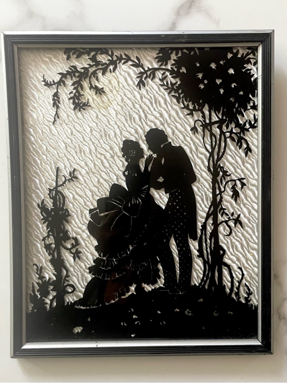 Art Deco Reverse Silhouette Painting Courting Scene